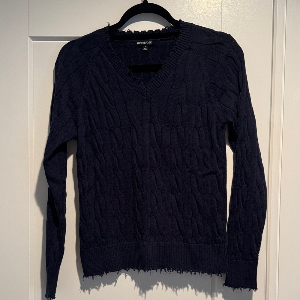 Minnie Rose Deep Blue Knit Top